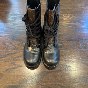 Black Louis Vuitton Combat Boots